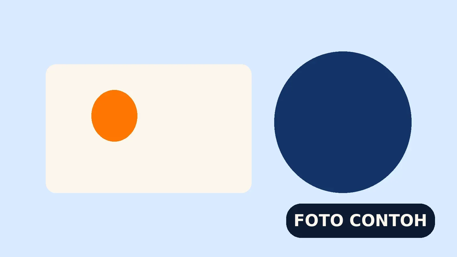 Ilustrasi abstrak kotak putih dan lingkaran navy di latar biru muda, gambar contoh.