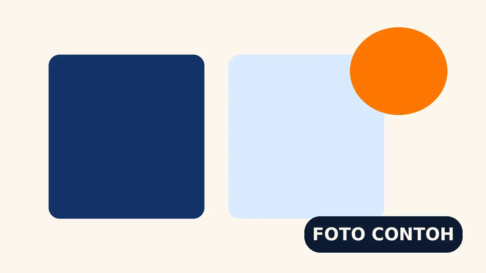 Ilustrasi abstrak dua kotak dan satu lingkaran oranye, gambar contoh.